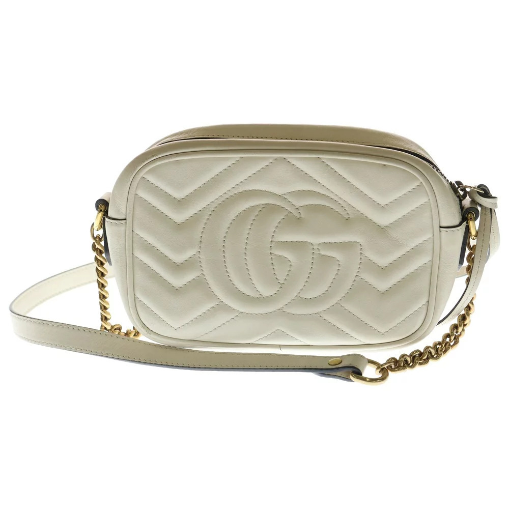 Gucci Leather Marmont GG Bag Chain Shoulder White